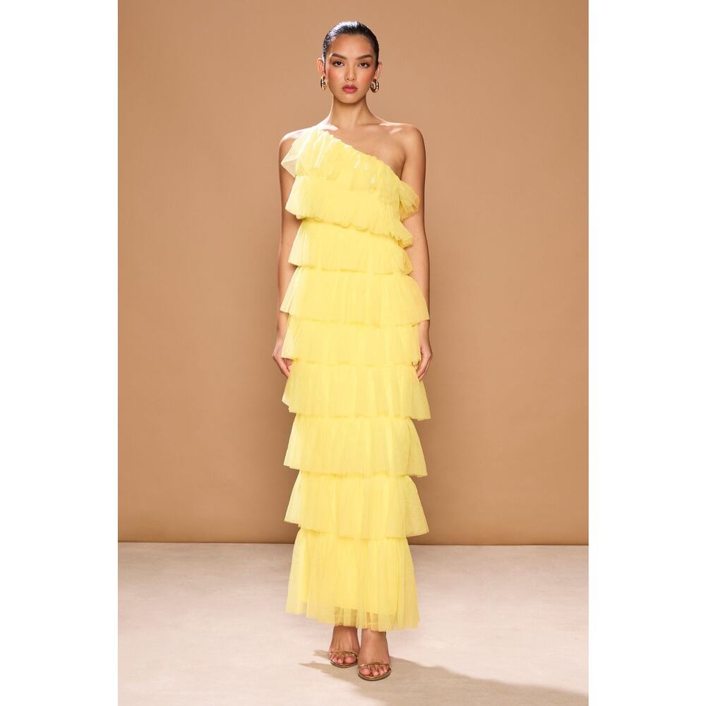 Sonya Ravenna Tiered  One Shoulder Gown - 6 Primrose